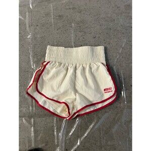 MISSGUIDED Vintage Style High Waist Run Shorts Red White 70s 80s Nylon Sporty